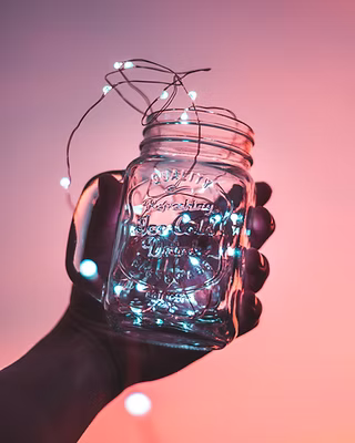 String Lights in Jar